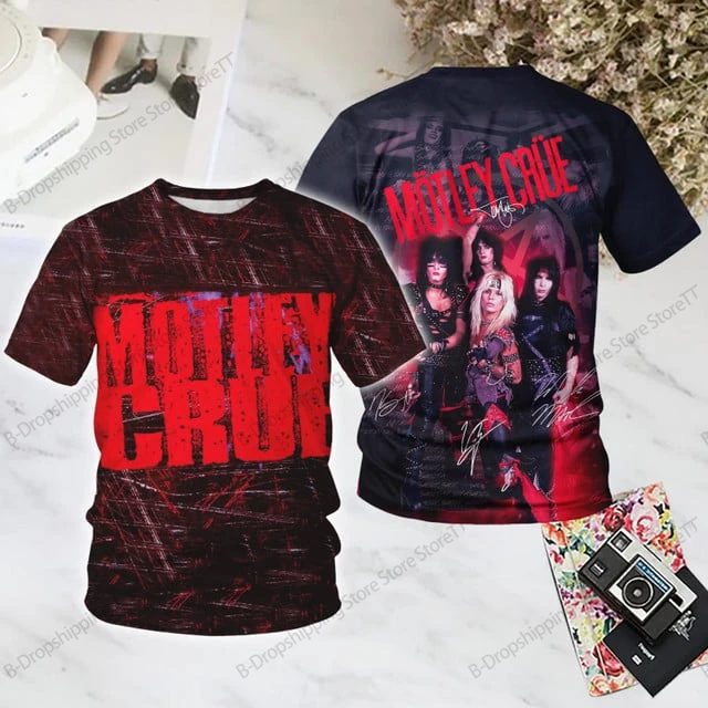 Rockmotley crue band impressão 3d camiseta masculina moda hip hop casual manga curta topos camisetas roupas masculinas crianças tshirt