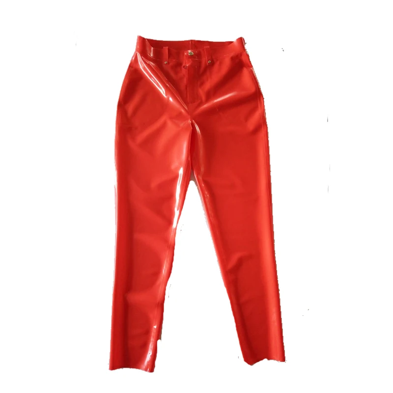 

Latex 100% Rubber Men Red Trousers With Zipper 0.4mm Cool Size XXS-XXL