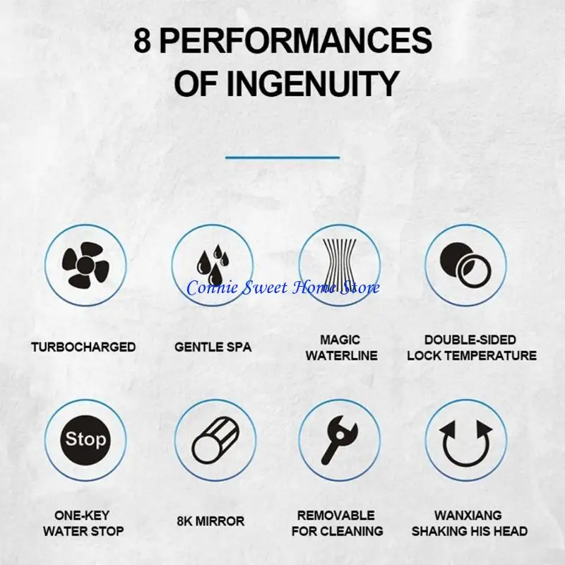 

LXAF High Pressure Shower for Head 360 Degrees Rotating Double Sided Turbocharged Gold Amazing Waterline Handheld Shower