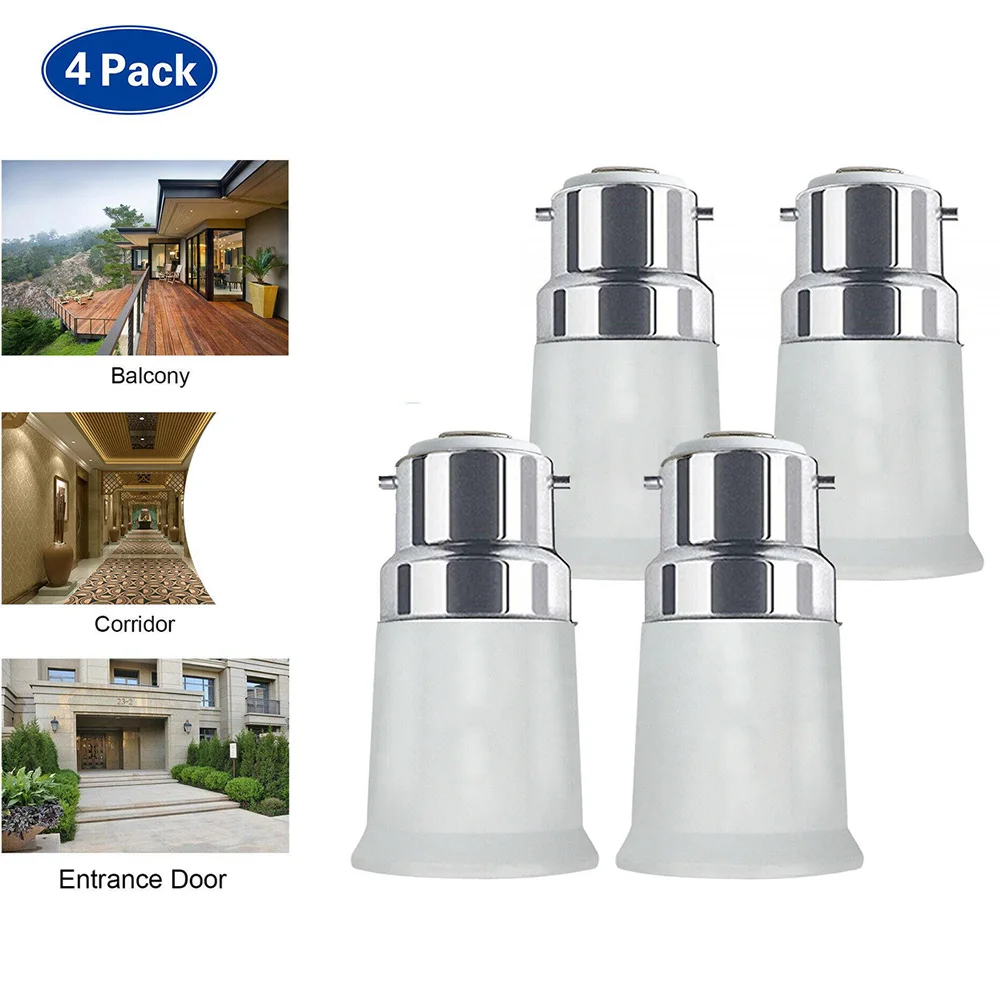 4pcs B22 To E27 Adapter Edison Screw Light Bulb Adaptor Converter LED Lamp Holder Conversion Bulb Base Lighting Accessories