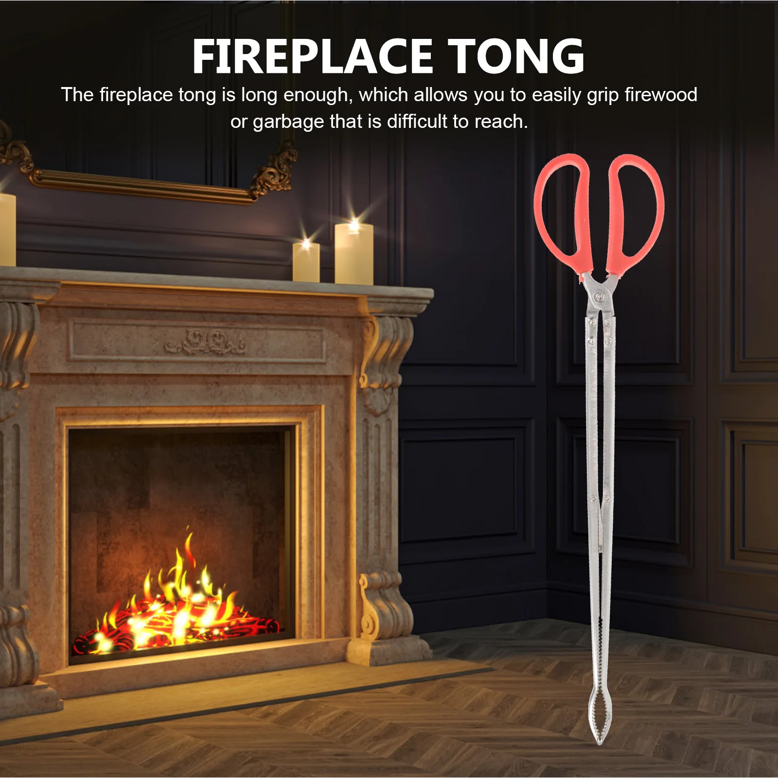 

Stainless Steel Fireplace Tongs Rustproof Multipurpose Tong Campfire Outdoor Tool Log Grabber Charcoal Accessory Garbage