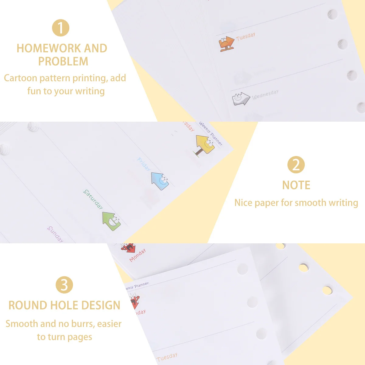 3 قطعة A7 ورق إعادة تعبئة أوراق فضفاضة 6-حلقة الموثق استبدال الأساسية سطح الكتابة السلس للمدرسة مكتب المنزل دفتر مخطط #1