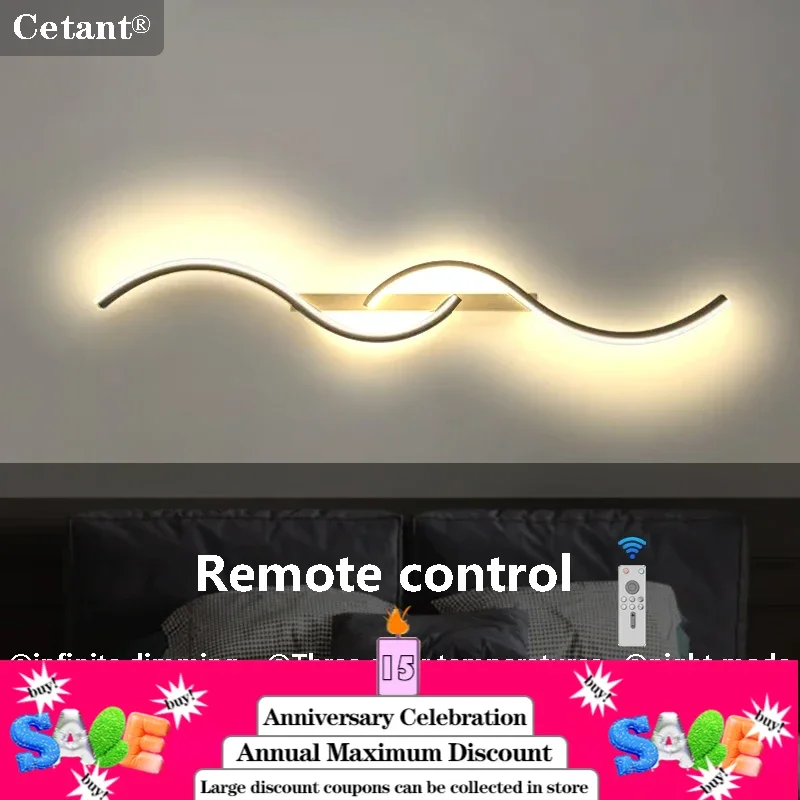 Mur LED lampe 60/80/100CM télécommande intelligente température de couleur réglable luminosité chambre chevet salon appliques murales