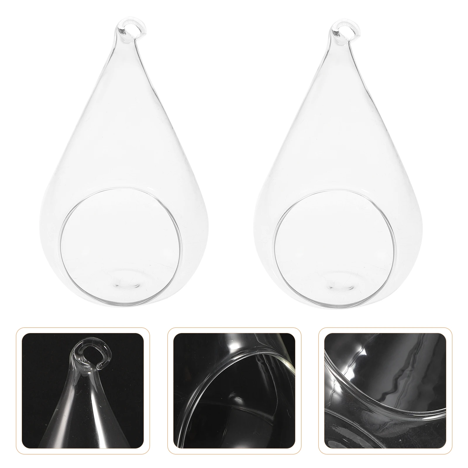 

2Pcs Glass Hanging Vase Transparent Micro Landscape Bottle Small Plant Holder Flower Arrangement Decor Transparent Vase