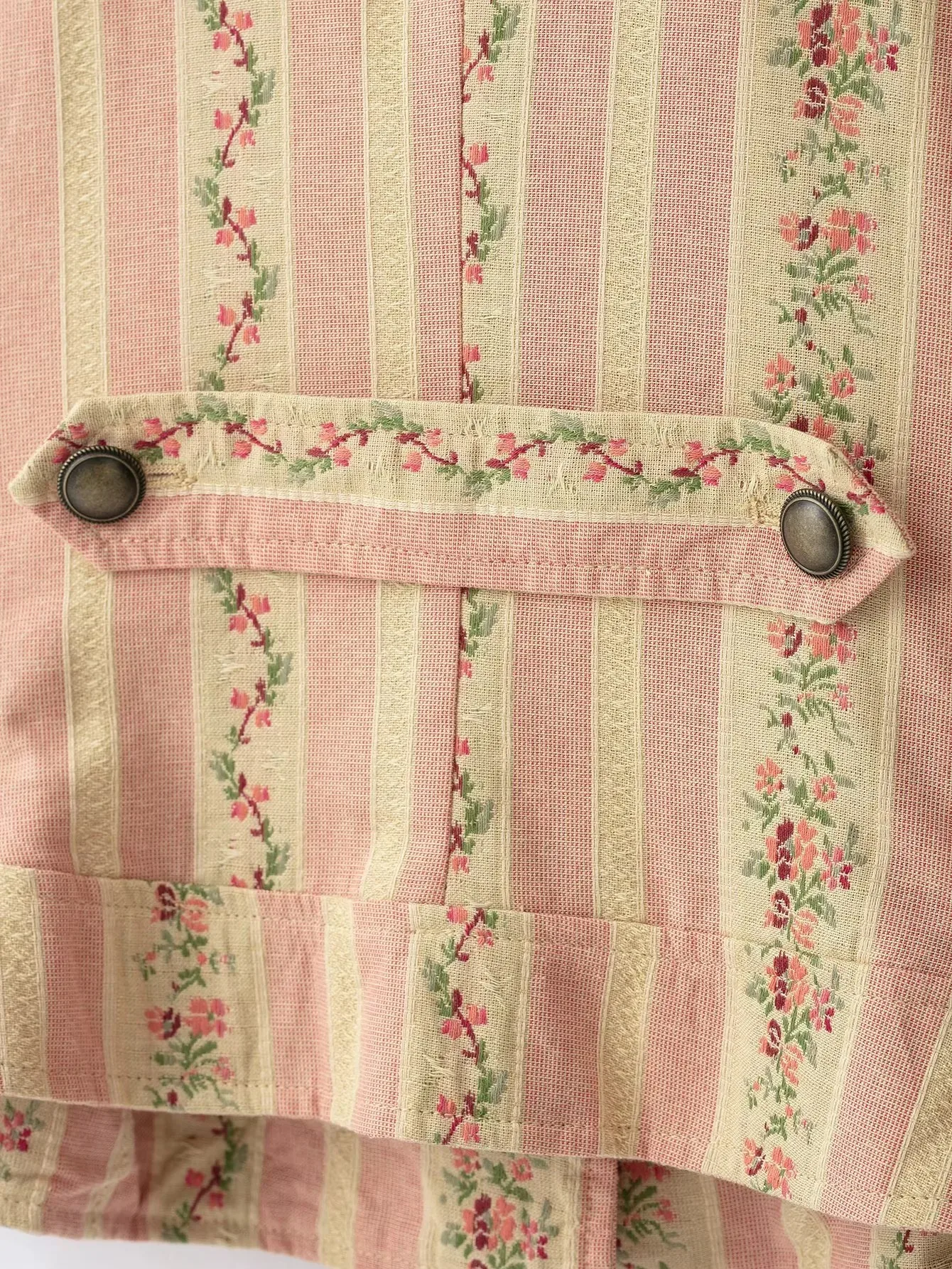Elegante Damenjacke mit Blumenmuster und Streifen, Jacquard, Herbstmode 2026, Diagonalknöpfe, Stehkragen, lange Ärmel, kurzer Damenmantel – Detail 8
