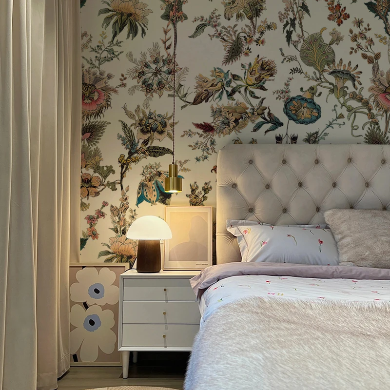 カスタムモダンピンクフラワー3D壁紙壁画 - ホームデコレーション写真背景壁装材（寝室、リビングルーム用）