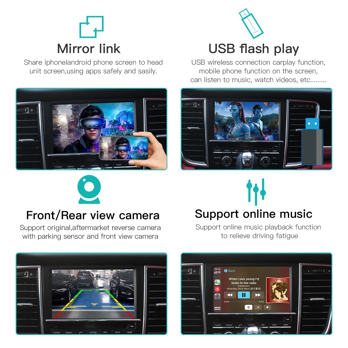 Autoabc Wireless Android Auto Carplay Adapter Module Screen Mirroring For Porsche 911 PCM3.1 Cayenne Panamera Macan Airplay