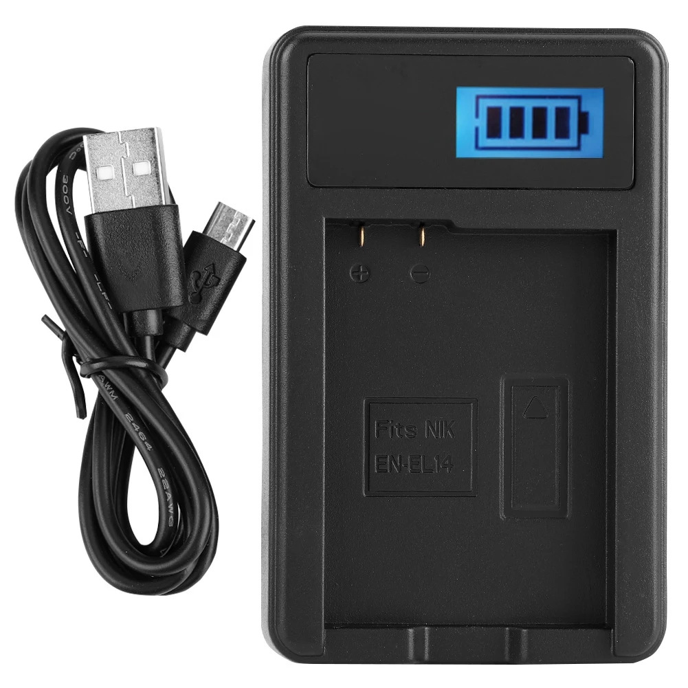 Battery Charger EN-EL14 Battery Charger with LCD Display for Nikon D5100/D3100/D3200/D3300/Coolpix Portable Battery Charger
