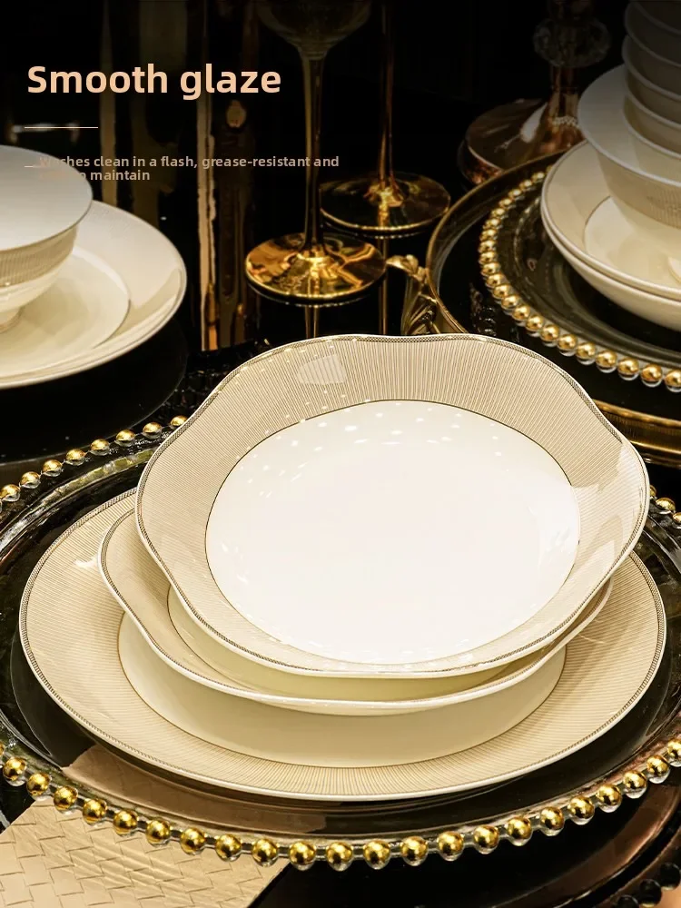 

A8 high-value french court style bone china dinnerware set - premium tableware for moving into a new home