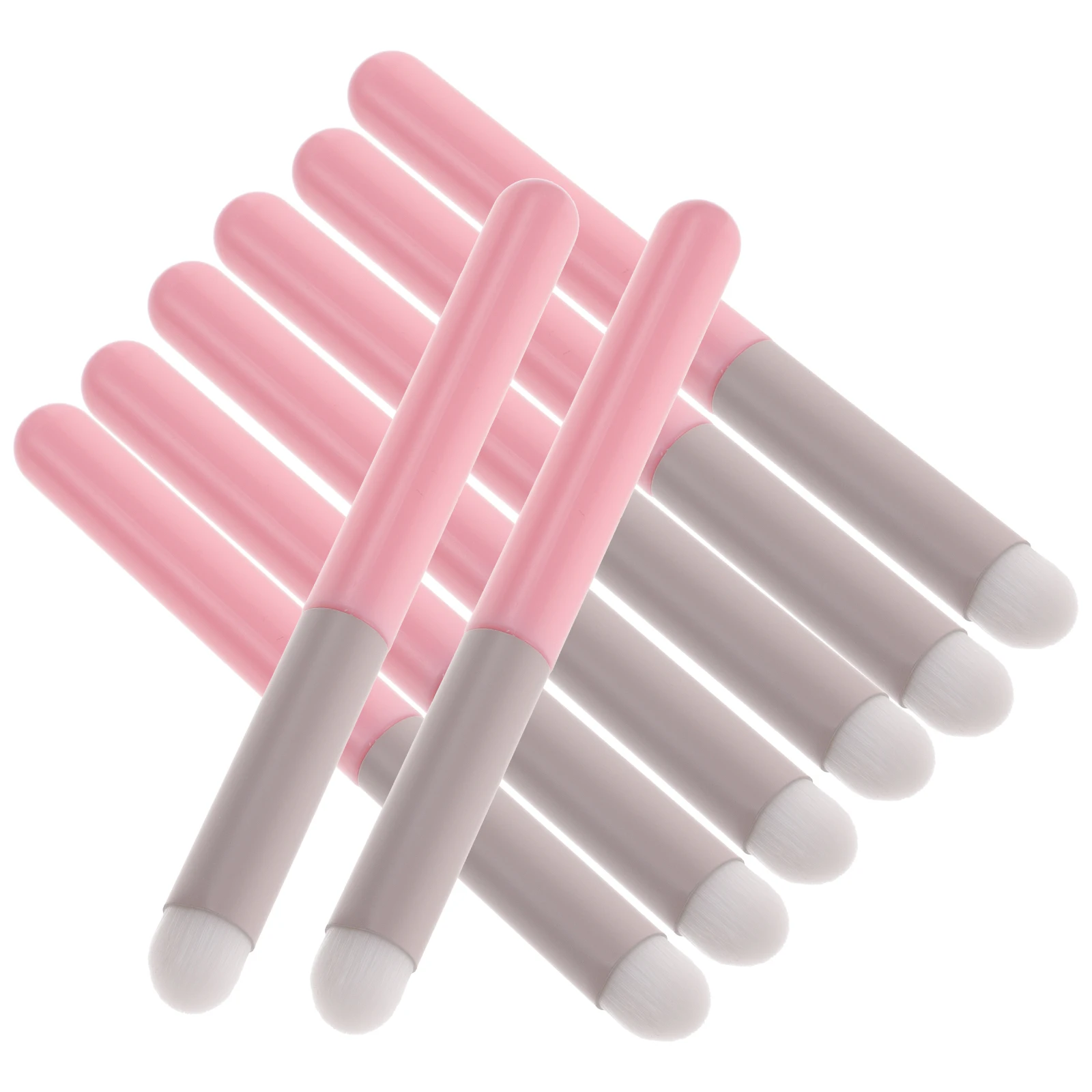 

8pcs Lipstick Brush Plastic Handle Aluminum Tube Sponge Fiber Hair for Lip Gloss Eyeliner Nose Shadow Concealer Travel Size