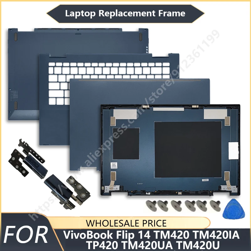 NEW For ASUS VivoBook Flip 14 TM420 TM420IA TP420 TM420U TM420UA Laptop LCD Back Cover Front Palmrest Bottom Case hinge