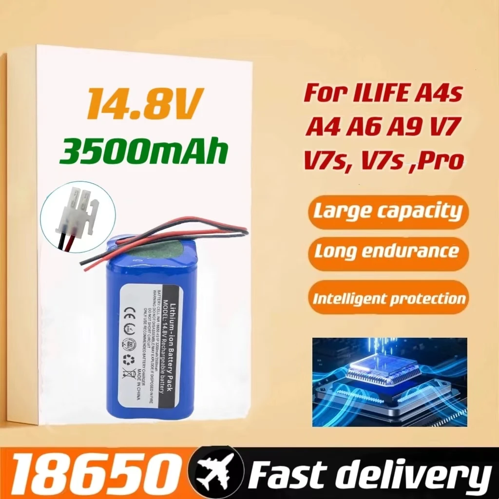 

18650 14.4V Battery Lithium-ion Battery Replacement For ILIFE A4s, A4, A6, A9, V7, V7s, V7s Pro 3200mah