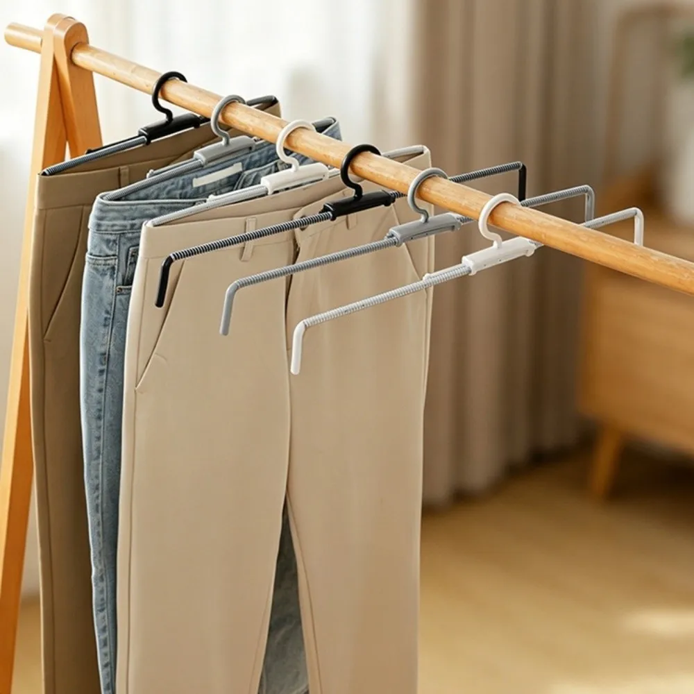 3pcs Stretchable Stainless Steel Spring Clothes Hanger Storage High Toughness Skirts Jeans Hanger Prevent Trousers Falling