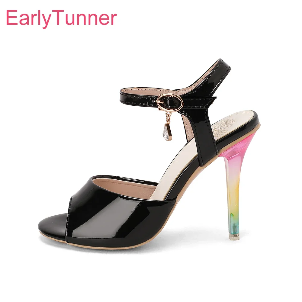 

Summer Glamour Black Beige Women Slingback Sandals Sexy High Thin Heel Office Lady Shoes Plus Small Big Size 32 43 45 48