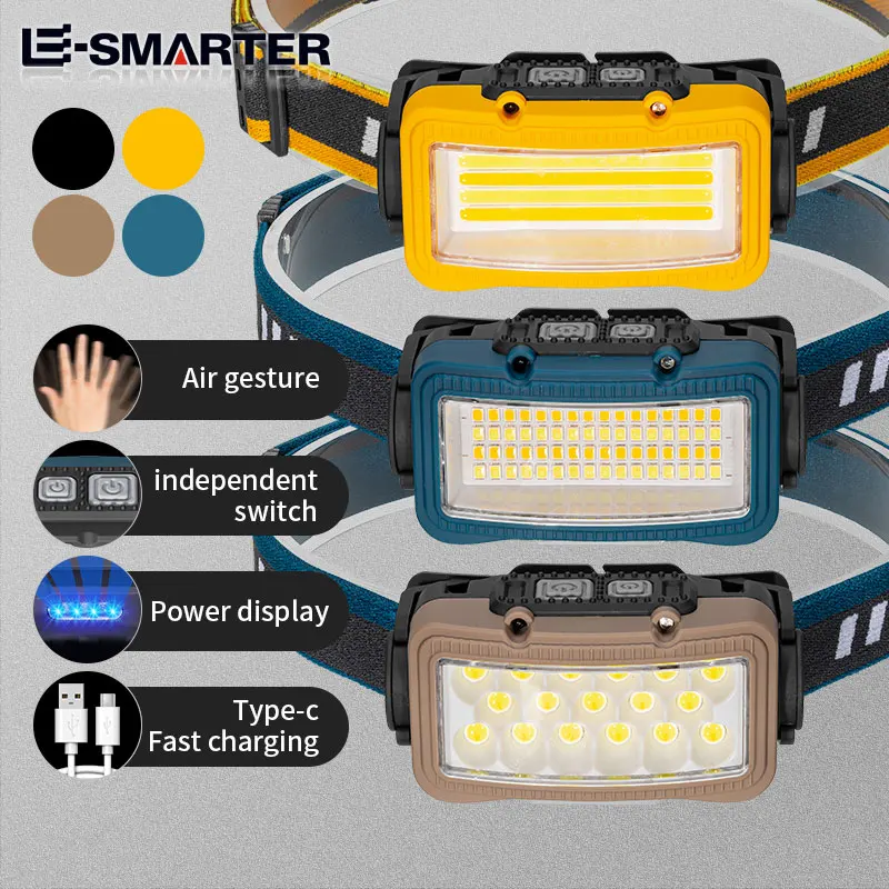 ポータブルで強力なLEDヘッドランプ,USB充電式,防水,ハンティングヘッド,調整可能な懐中電灯