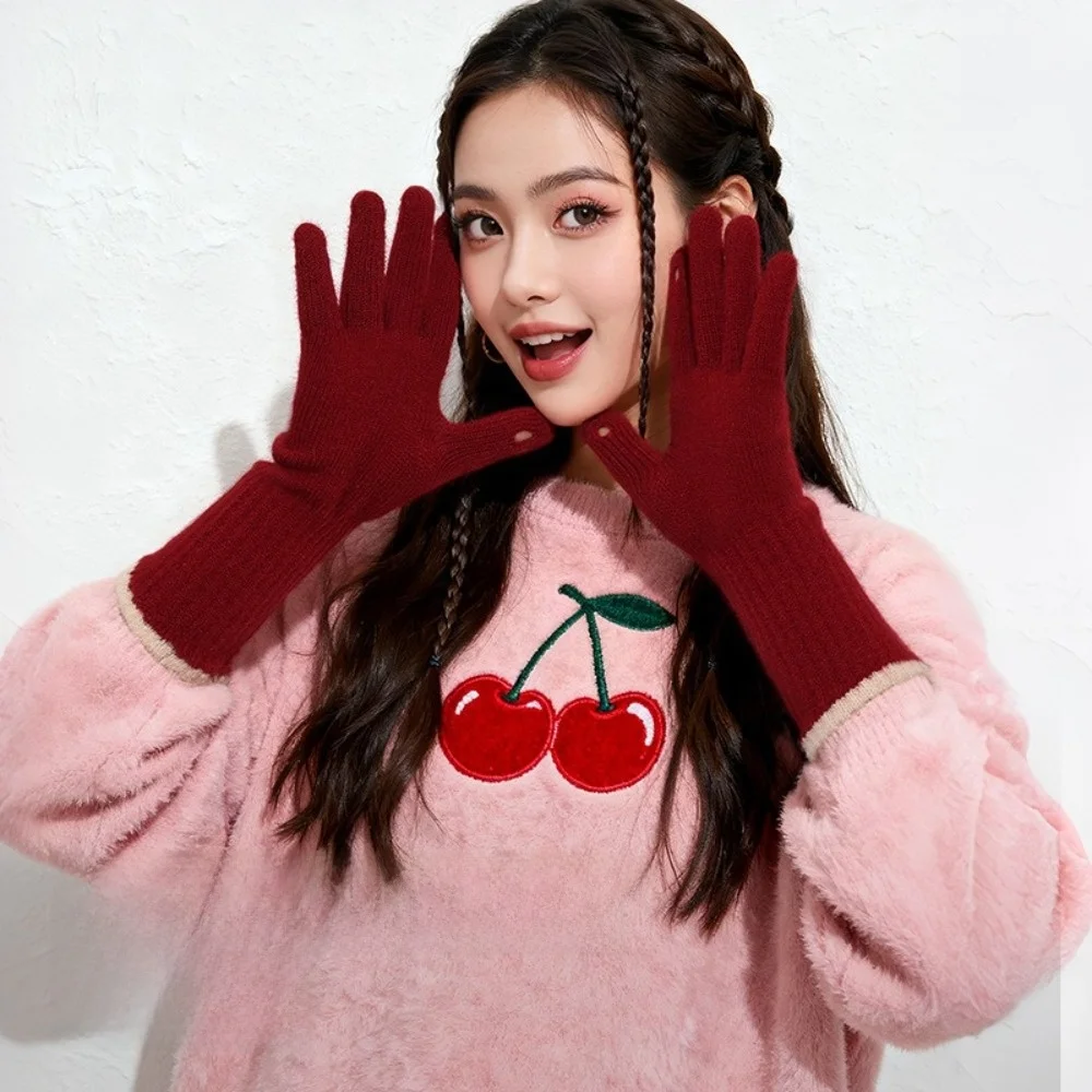 Long Design Knit Gloves Finger Opening Design Warm Full Finger Gloves Cycling Thermal Stretch Yarn Thermal Gloves