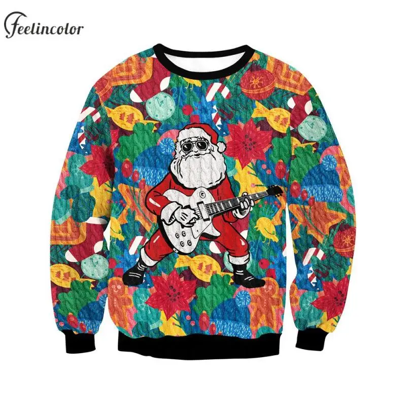 

Santa Claus Graphic Sweatshirts Couple Ugly Christmas Sweatshirt Xmas Party Pullover Autumn Winter Casual Hoodies Unisex Clothes