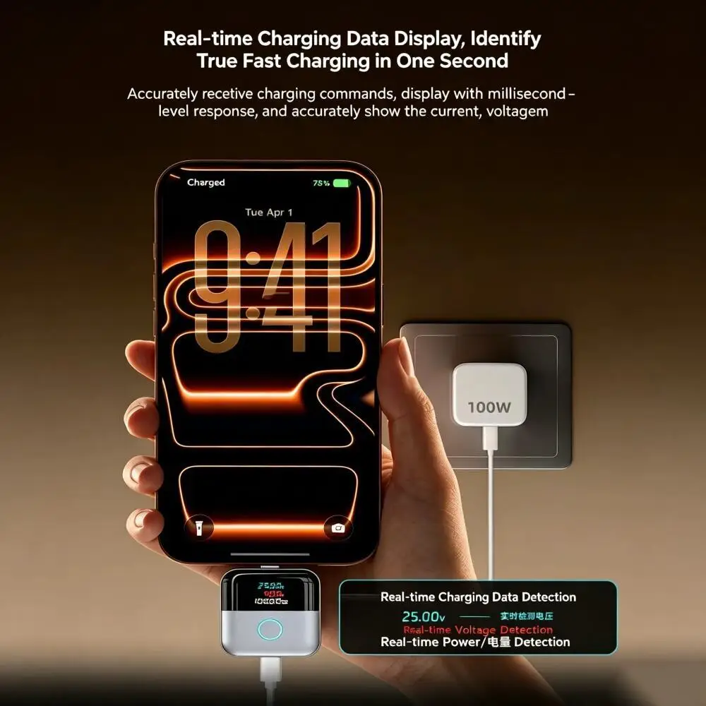 KEBIDUMEI 140W Smart Auto Power-off Phone Charge Separator Digital Display Type-C Fast Charging Data Cable Overcharge Protection