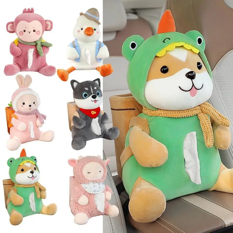 Cartoon Cute Animal Car Tissue Holder Back Hanging Tissue Box Covers Napkin Paper Towel Box Holder Case Paper Towel Holder