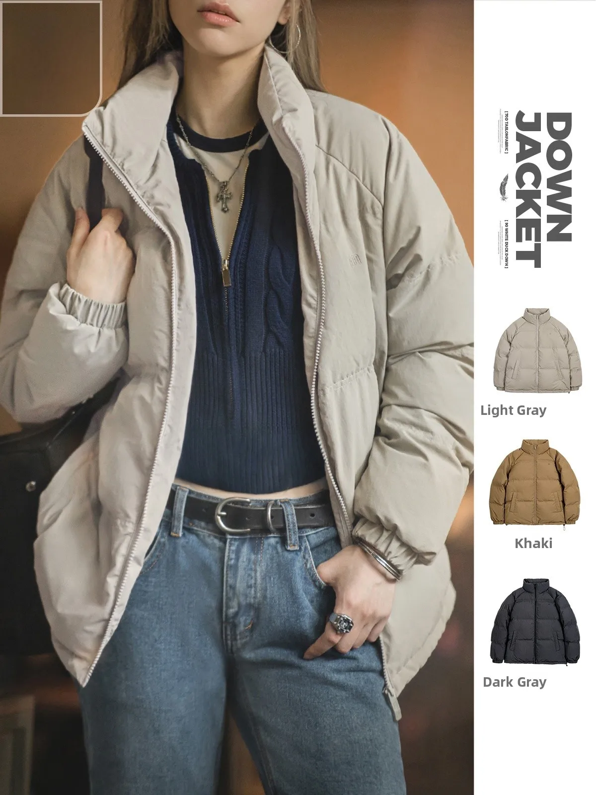 

Maden Thiened Puffer Jaet Stand Collar Bread Sle Du down Warm Outerwear Women Winter Faion Commute Nylon Zipper