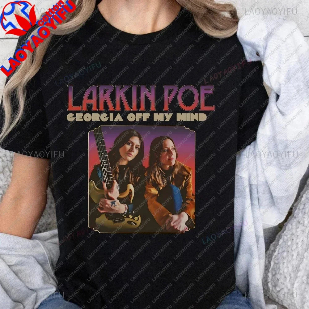 Larkin Poe Rock Band Printed T-shirt Top Larkin Poe Neutral Trend Harajuku Short Sleeve Unisex Shirt Graphic Large Cotton Tshirt