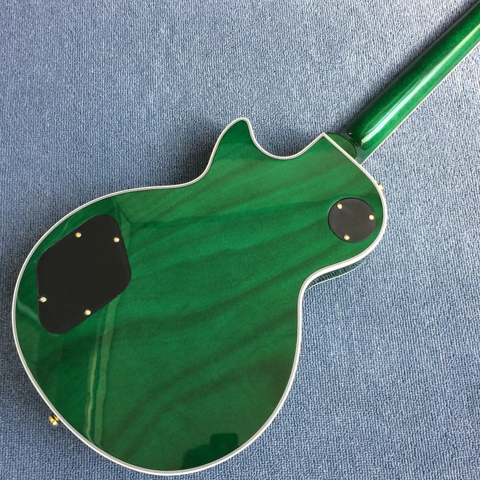 Guitarra elétrica de alta qualidade, escala de jacarandá, tampo de bordo verde