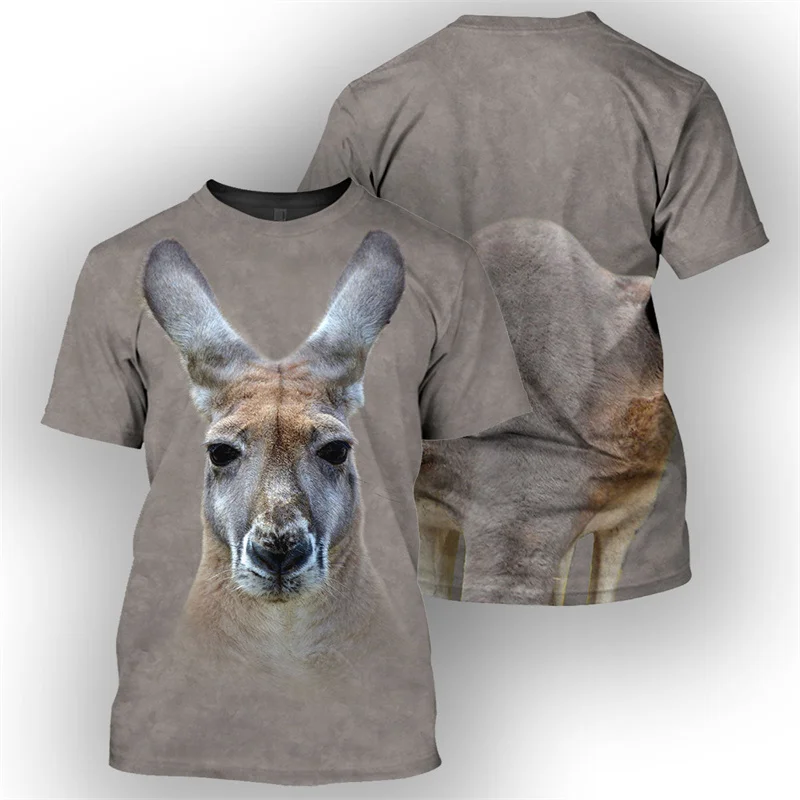 3D Printed Australian Kangaroo Koala Sloth T-shirt Animal Graphic Short Sleeve Round Neck T Shirts Summer Oversized Street Tees