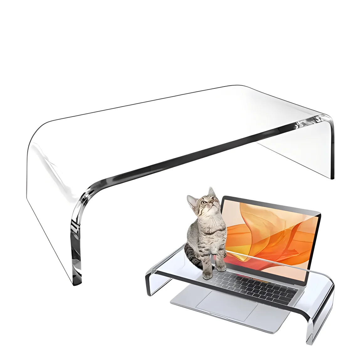 Transparent Acrylic Display Stand, 4-inch (10cm) High Transparent Computer Desktop Storage Rack Suitable for Multimedia, Etc
