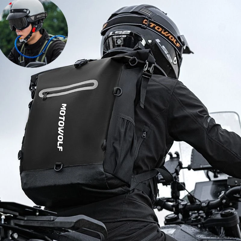 جديد Motowolf مقاوم للماء دراجة نارية على ظهره لمسافات طويلة السفر حقيبة جافة المحمولة موتو خوذة حقيبة خزان المياه حزمة الترطيب
