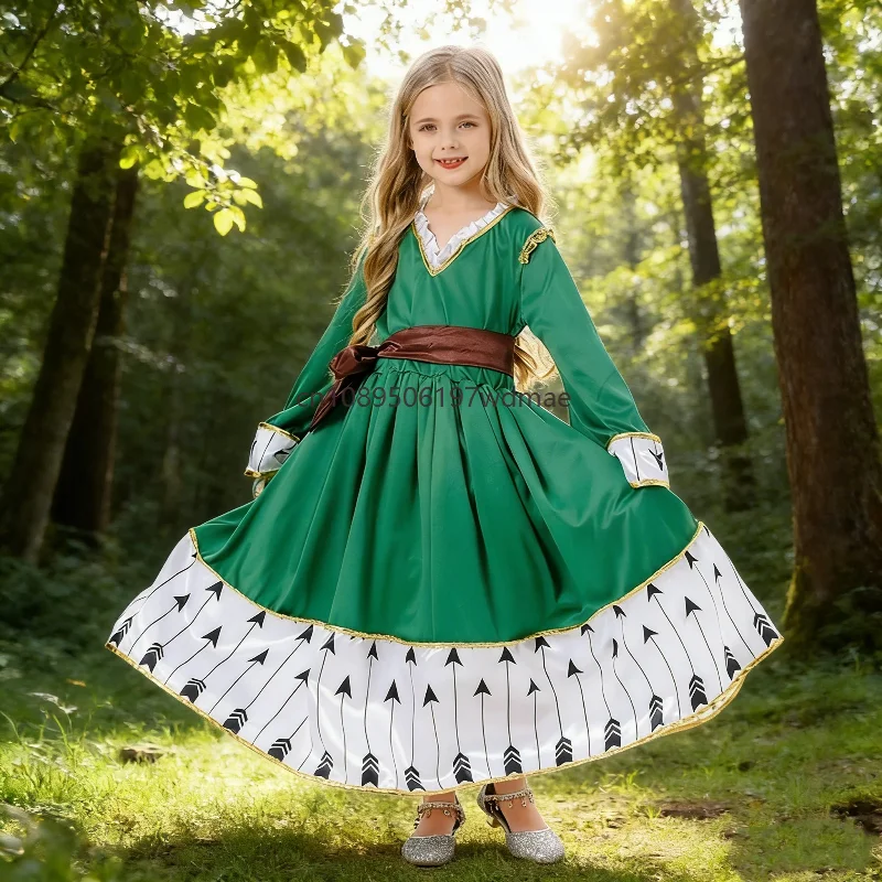 

Medieval Arrow Print Mädchen Dress Princess Cosplay Party Costume World Book Day School Stage Performance Outfits