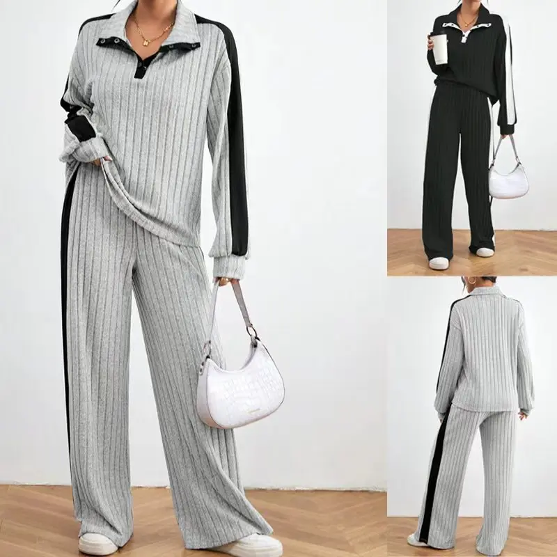 

Sets Women Outfit Loose Sweatshirt Wide Leg Pants Two-piece Set For Women Two Piece Комплекты Со Свитером