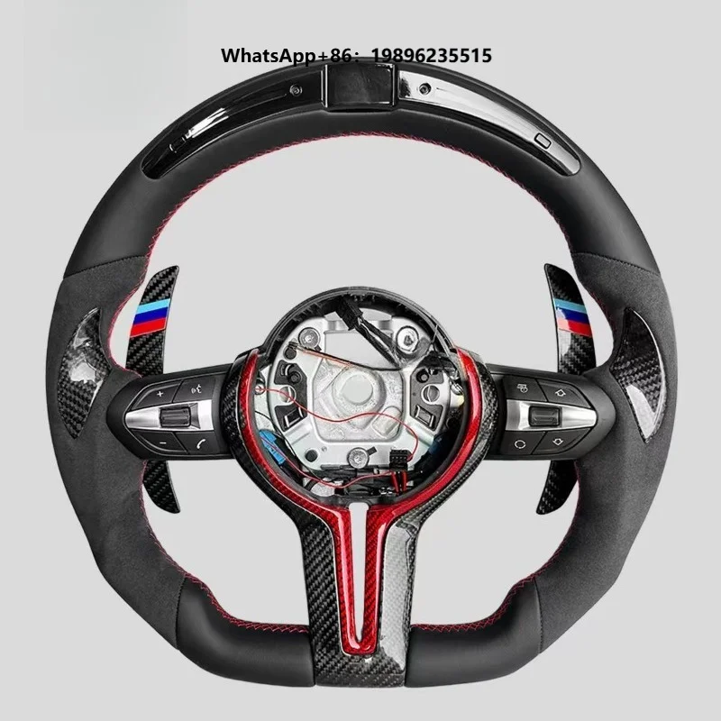 Suitable Steering Wheel, 3/5/7 Series, Carbon Fiber Steering Wheel with LED & Carbon Paddle Shifters