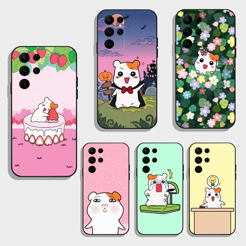 

Cute O-Oruchuban E-Ebichu Phone Case For Samsung S25,24,23,22,30,21,10,9,Ultra,Plus,FE 5G Black Soft Case