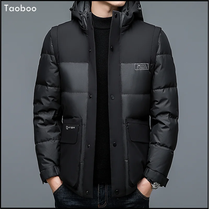 Taoboo New Hooded Down Jackets Men 2023 Popular Long Men's Winter Outwear Parkas Loose High Quality Padded trapstar Male Jackets