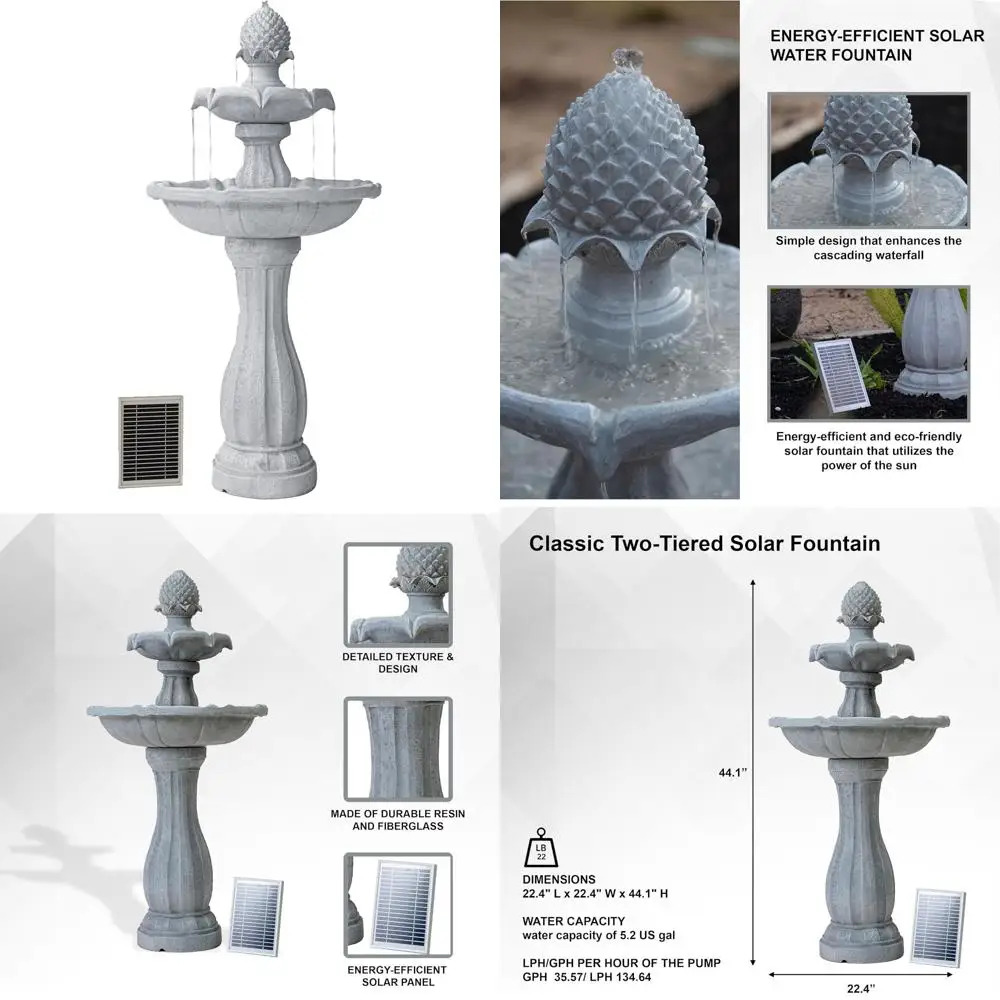 

Двухуровневый фонтан из белого стекловолокна на солнечной энергии с функцией автоматического выключения для наружного пространства