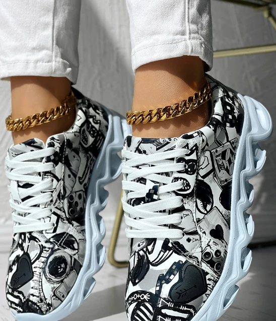 

Graffiti printed sports shoes