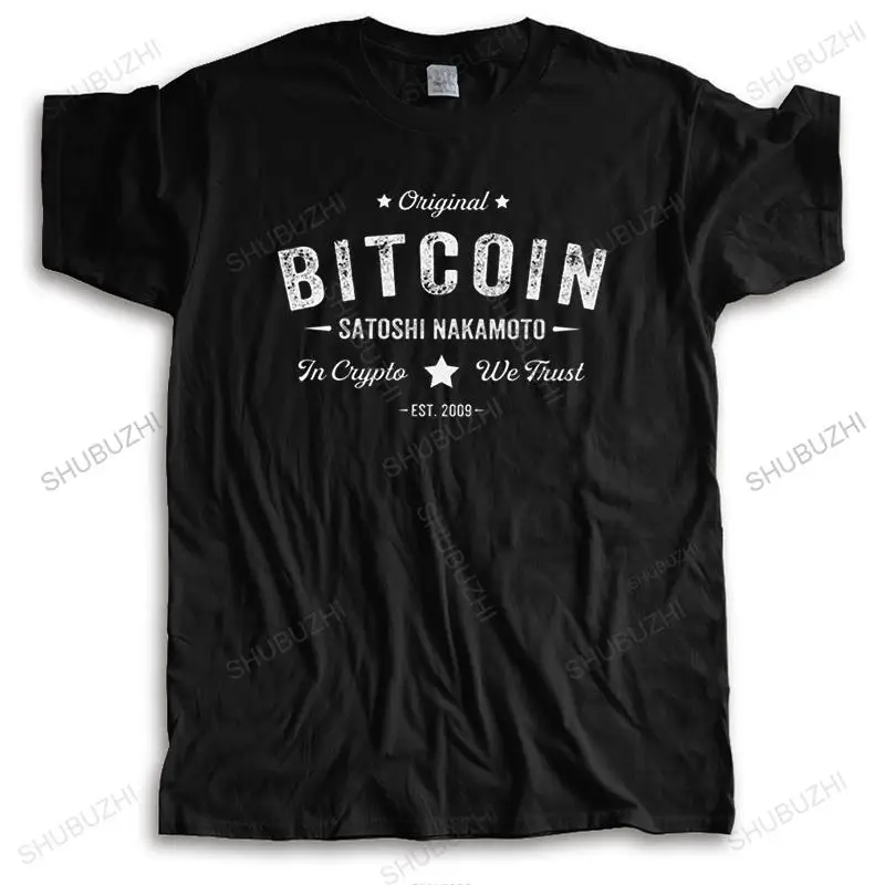 Bitcoin Satoshi Nakamoto In Crypto We Trust T Shirt Men Pure Cotton Awesome T-shirt Short Sleeve Blockchain Tee Fashion Clothing