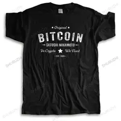 Bitcoin Satoshi Nakamoto In Crypto We Trust T Shirt Men Pure Cotton Awesome T-shirt Short Sleeve Blockchain Tee Fashion Clothing