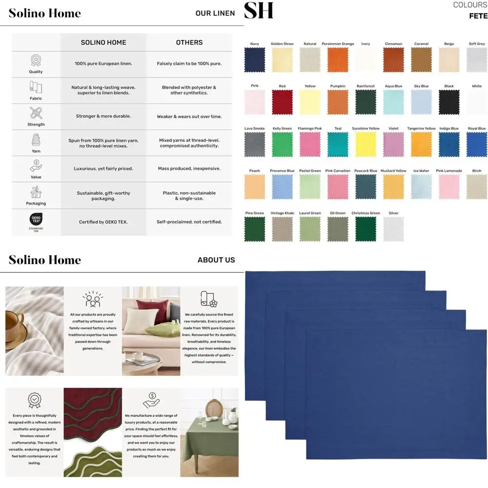 

Набор из 4 льняных салфеток индиго-синего цвета, 14x19 дюймов, 100% экологически чистый лен для зимних обедов