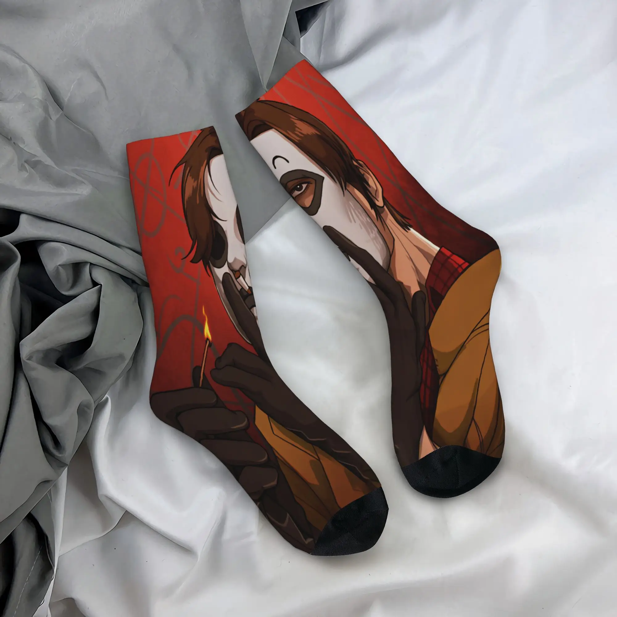 Adults Men Socks Marble Hornets MH Masky  Stockings Anti Sweat Soft Socks Winter Casual Graphic Skateboard Socks