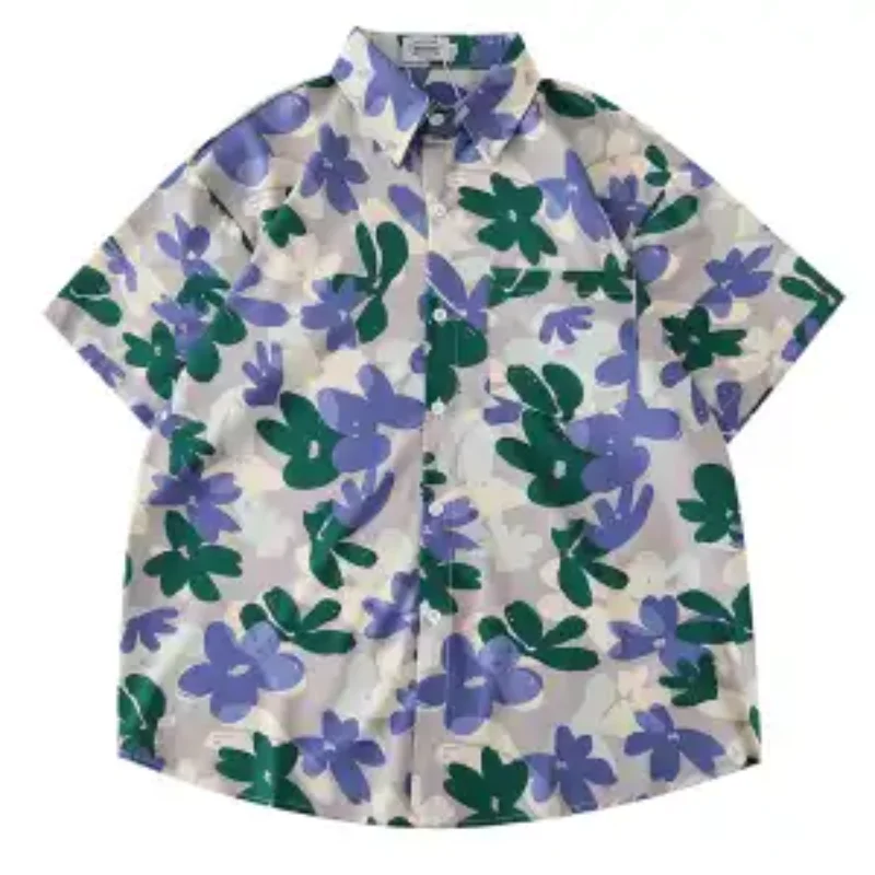 

Женская винтажная рубашка больших размеров с коротким рукавом, летняя повседневная блузка оверсайз