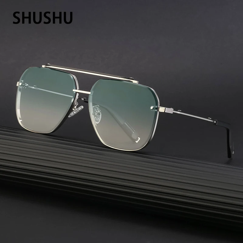 

B66 Vintage Steampunk Square Men's Sun Diamond Cut Edge Frameless Oversize Women's Sunglasses 2022 New