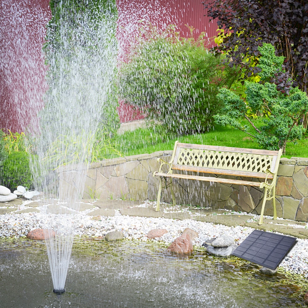 Solar Fountain Pump Easy Installation with 6 Nozzles Hydroponics Submersible Pump Decorative Props for Pool Fountain Submersible