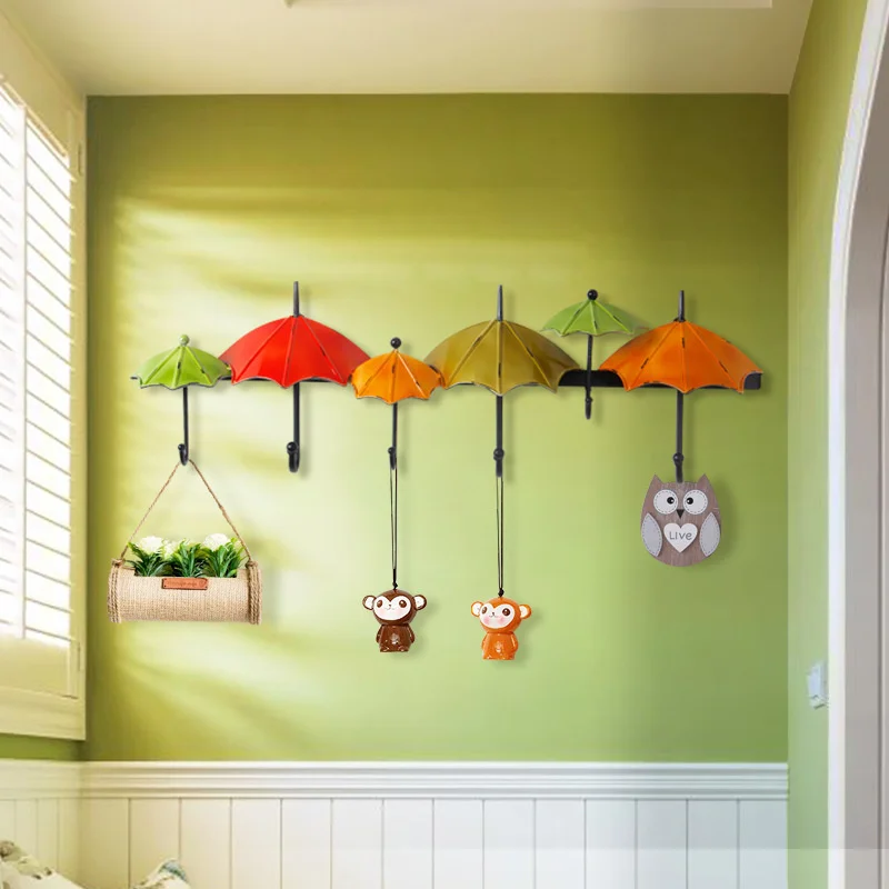 

Doorway Keys Holder Creative Iron Art Hanging Clothes And Hats Hook Living Room Wall Decoration Multifunctional Organizer