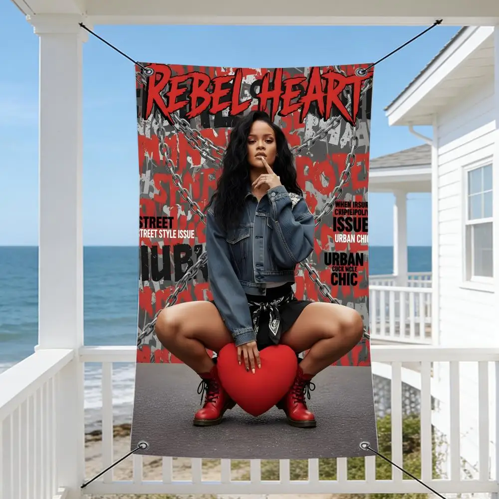 Music R-Rihanna Flags Cozy Home Flag 4 Grommets Anti-Wrinkle Waterproo  Indoor
