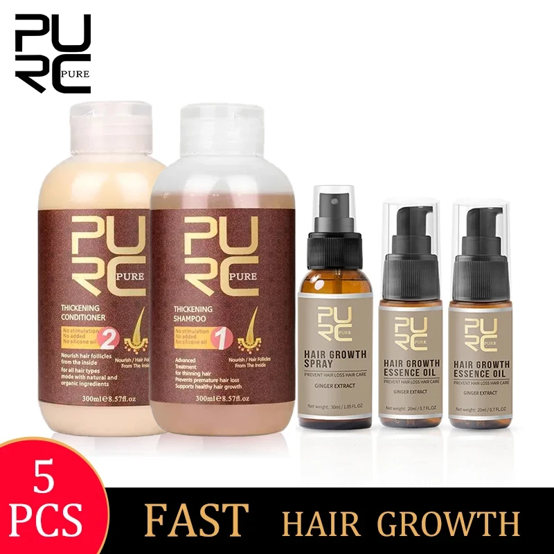 

PURC Hair Growth Shampoo Hair Oil Spray Set Anti Hair Loss Fast Regrowth Conditioner Scalp Treatments Hair Care