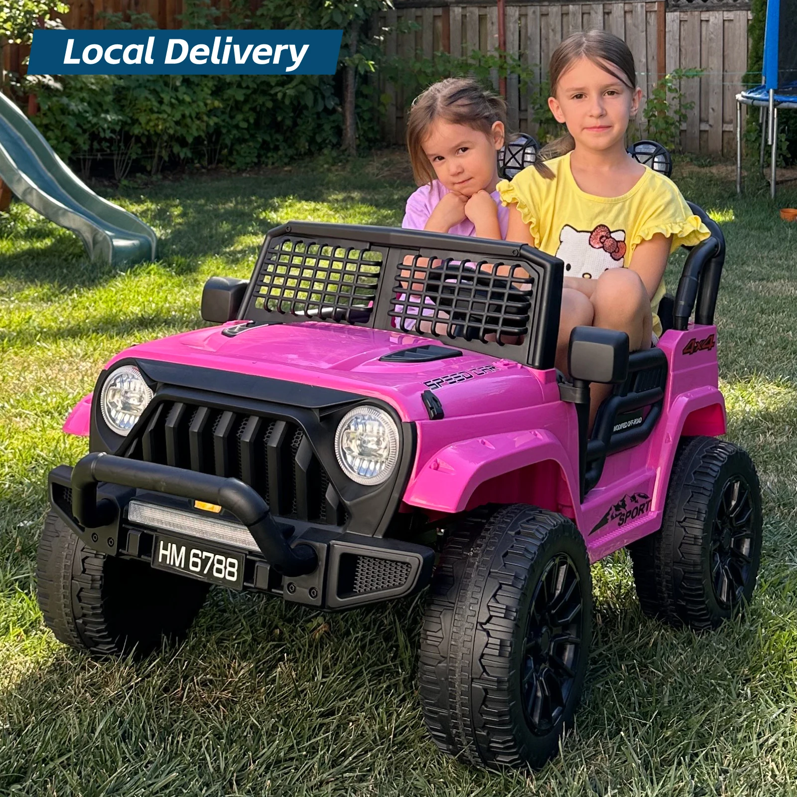 24V tweezits elektrische auto voor kinderen, rit op auto met afstandsbediening, met 3 snelheden instelbaar, LED-koplamp, Bluetooth, muziek