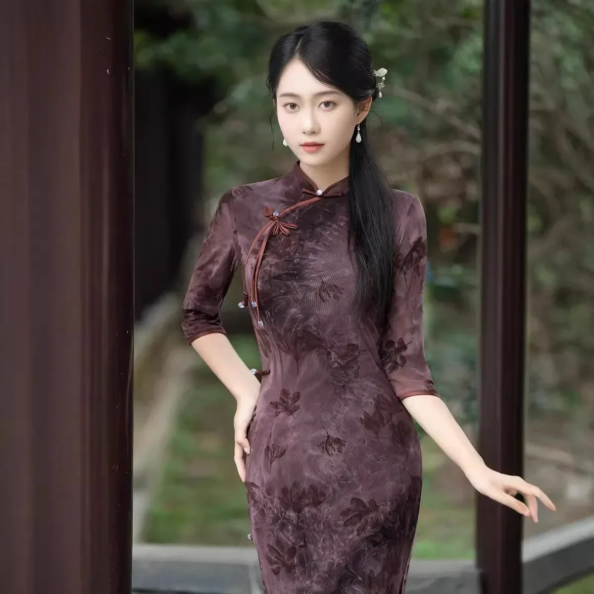 

2024 Autumn New Improved Girls' Fashion Tie Dyeing Cheongsam Slimming and High End Cheongsam