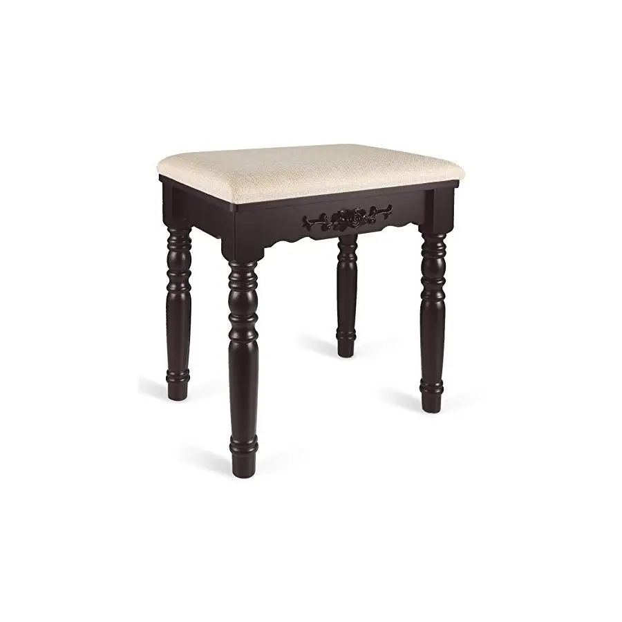 

Табурет для туалетного столика из дуба, современный табурет для макияжа с вогнутой поверхностью сиденья, нагрузка до 136 кг, простая сборка, коричневый