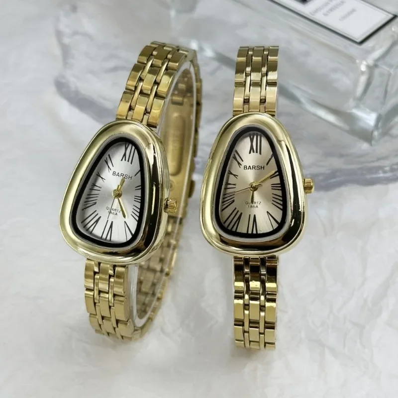 العلامة التجارية الشهيرة النساء غير النظامية الأفعى رئيس الهاتفي ساعة كوارتز فاخرة الفولاذ المقاوم للصدأ حزام ساعة اليد هدية Montre فام دروبشيبينغ
